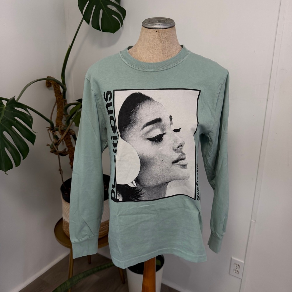 Ariana Grande Positions Long Sleeve Shirt Small Sage Green Graphic Pop Merch